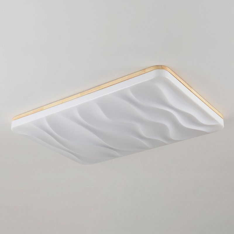 Lámpara de techo LED con forma geométrica, madera moderna, 1 luz, montaje empotrado para dormitorio, sala de estar