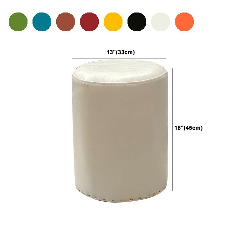 Modern PU Leather Pouf Chair Plain Cylinder Shape Nailhead Trim Sherpa Pouf