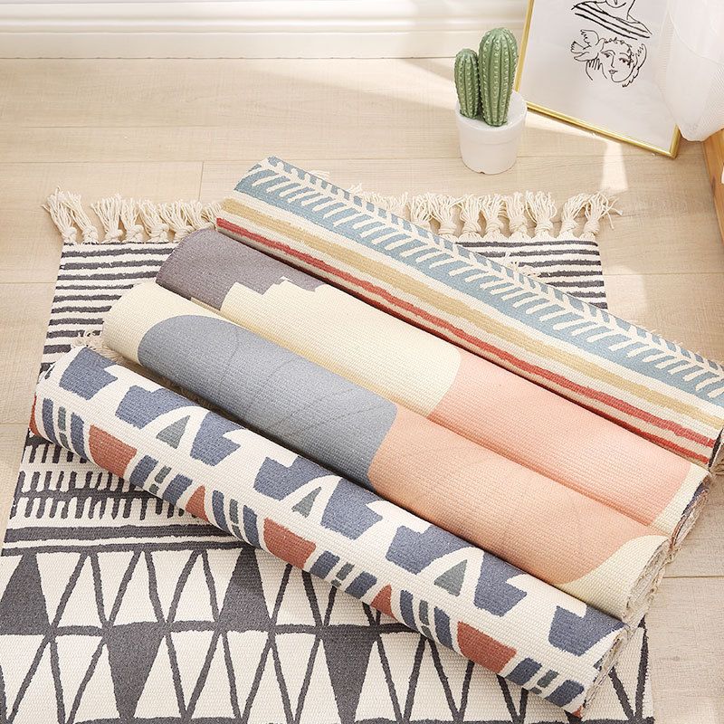 Vivid Plant Knit Rug Multi Colored Modern Rug Synthetics Pet Friendly Carpet for Guest Room