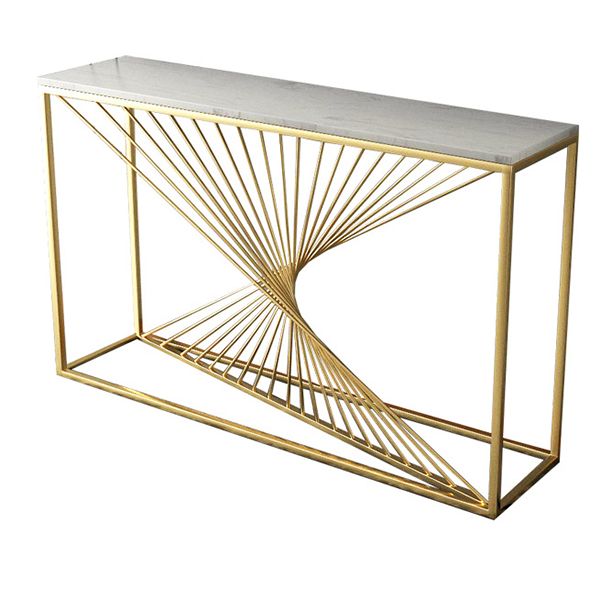 Glam Accent Table Antique Finish Sofa Console Table with Shelf