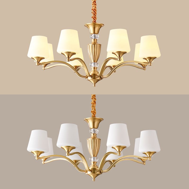 Accesorios de iluminación de la lámpara de campana Luz de suspensión tradicional de múltiples cabezas con cristal transparente