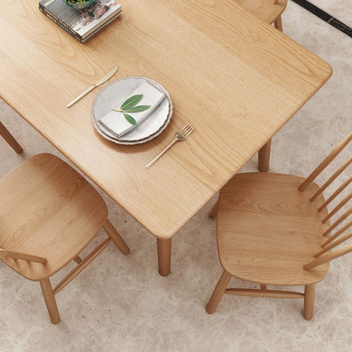 Modern Solid Wood Standard Dining Set Natural for Kitchen Dining Set with 4 Legs Base