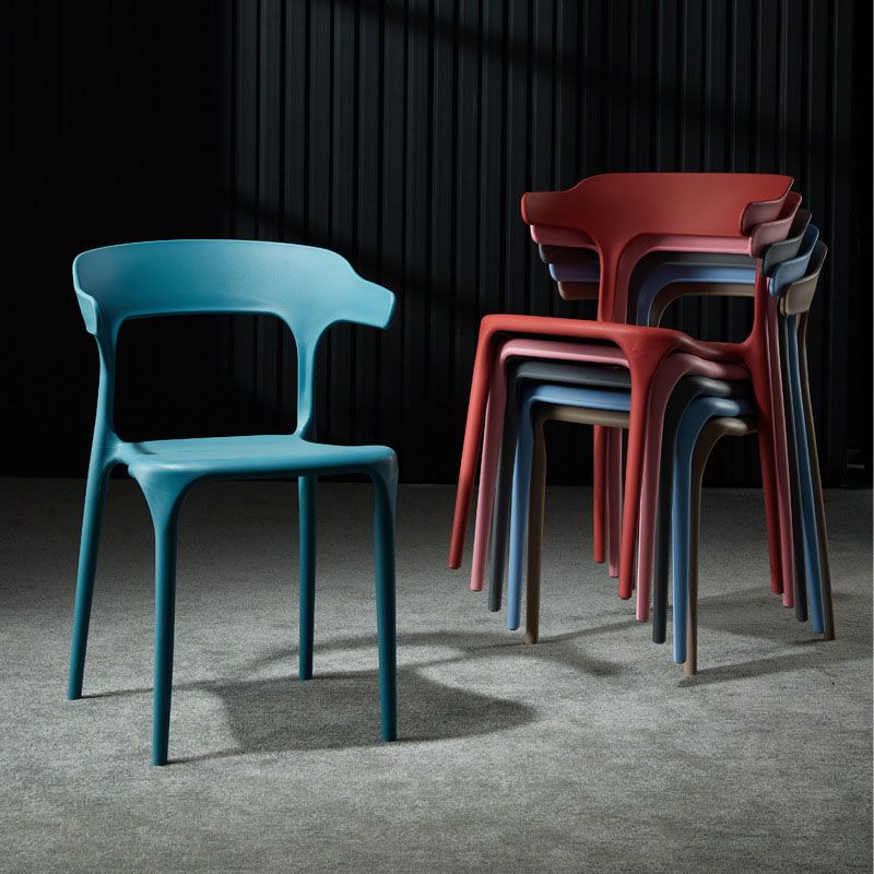 Contemporary Plastic Open Arm Chair Matte Finish Home Dining Chair