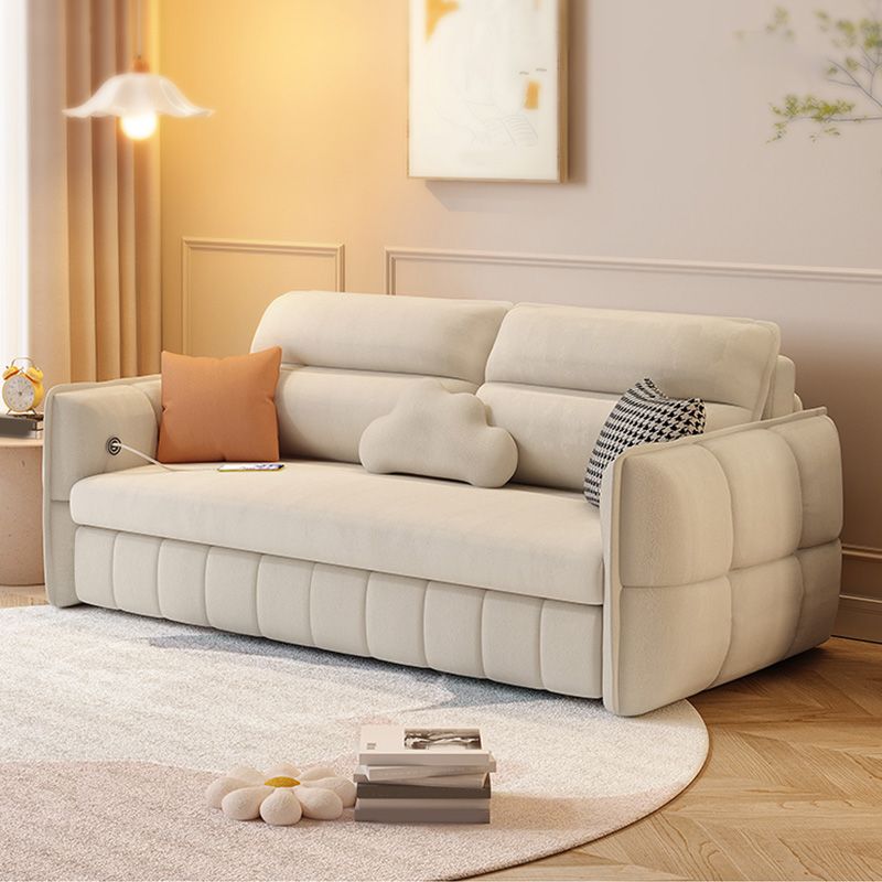 33.85" Tall Round Arms Sleeper Nordic Styled Fabric Sleeper Sofa Bed in Beige