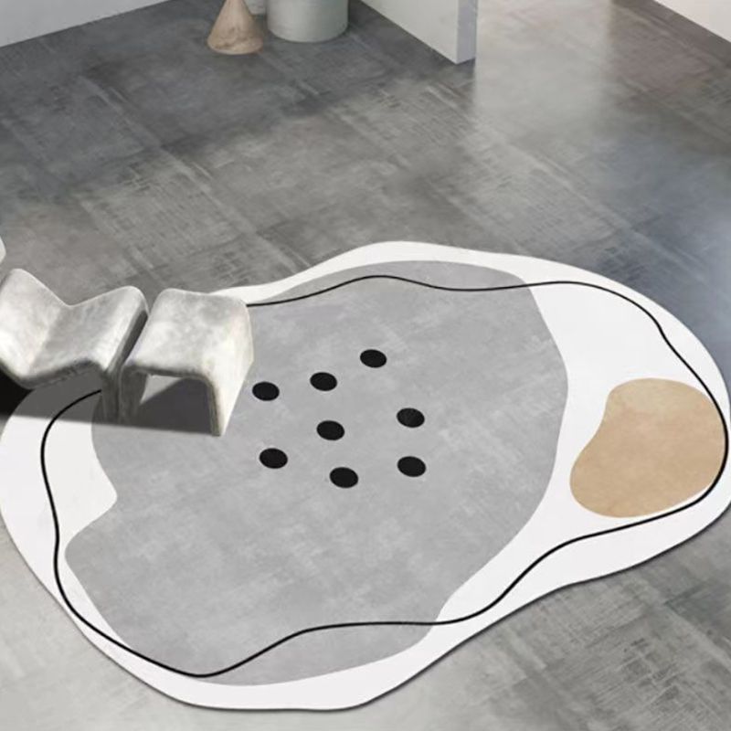 White Color Block Rug Polyester Modern Rug Stain Resistant Rug for Living Room