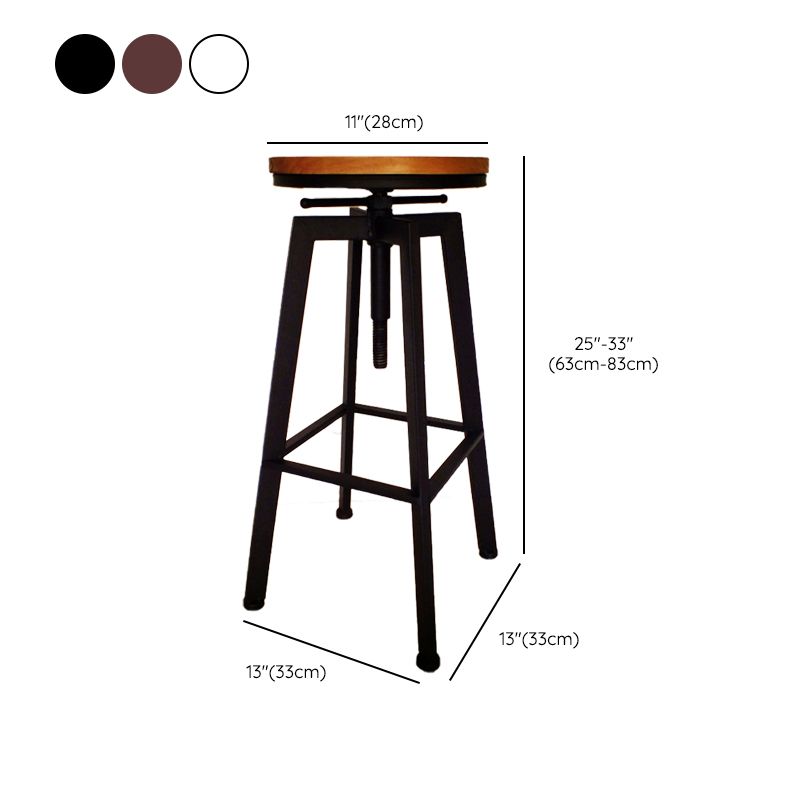 Industrial Armless Rotatable Counter Stool Iron Cafe Bar Stool with Pedal