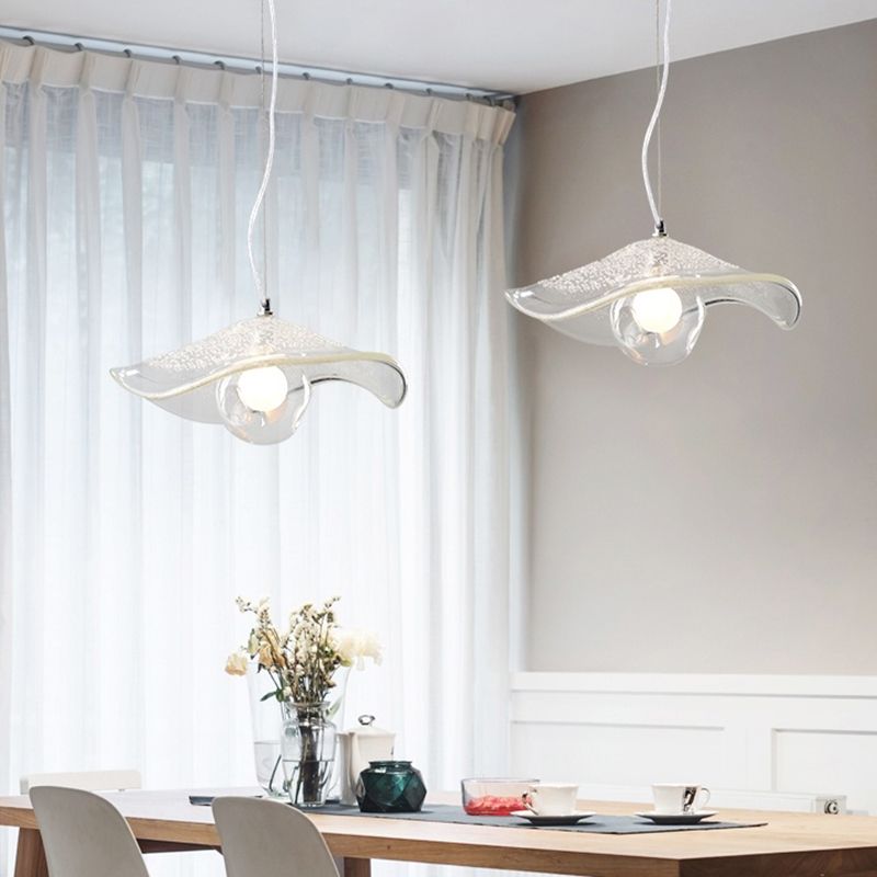 Qualle Hanging Light Kit Minimalist Clear Saatglas 1-Licht-Esstisch Anhänger Deckenlampe