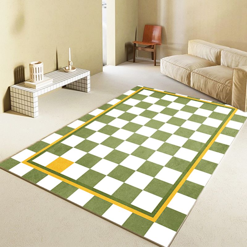 Contemporary Checkered Print Rug Polyester Area Carpet Stain Resistant Indoor Rug for Living Room