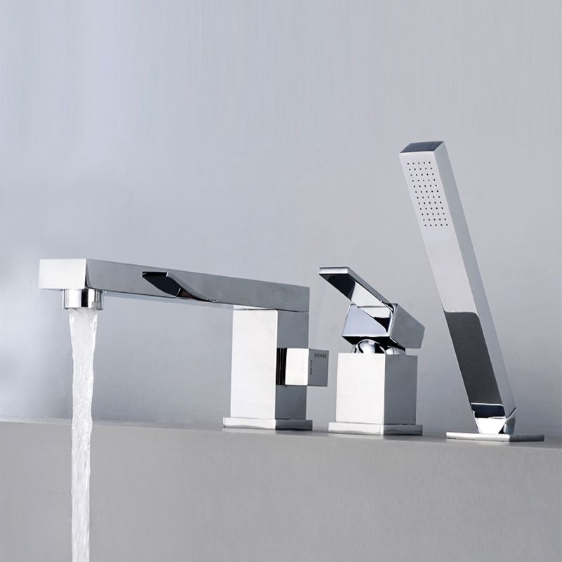 Modern Deck Mounted Low Arc Roman Tub Faucet Copper Roman Tub Faucet Set