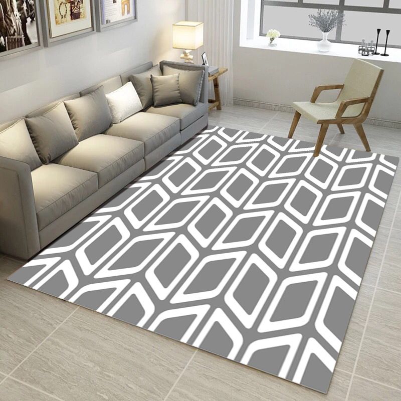 Multi Color Simple Style Rug Polypropylene Geometric Print Rug Washable Non-Slip Backing Pet Friendly Rug for Living Room