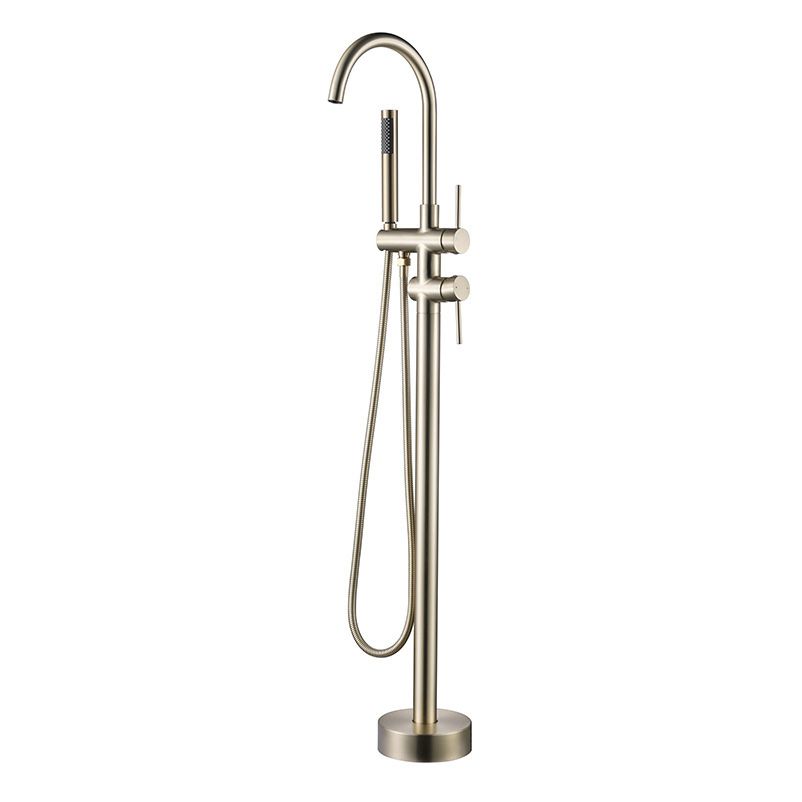 Modern Freestanding Tub Filler Floor Mounted Tub Faucet with Dual Handle