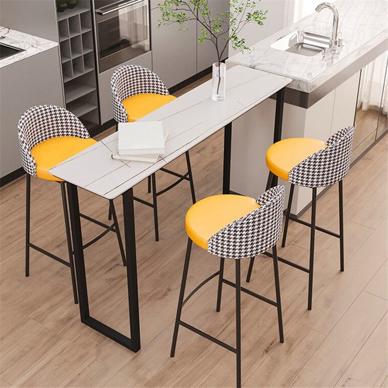 Glam Metal Barstool Faux Leather Cushion in Matte Finish for Indoor