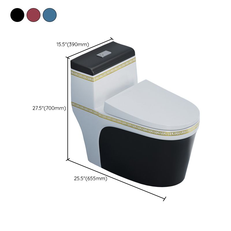 Traditional One Piece Toilet Floor Mounted Toilet Bowl with Slow Close Seat for Washroom