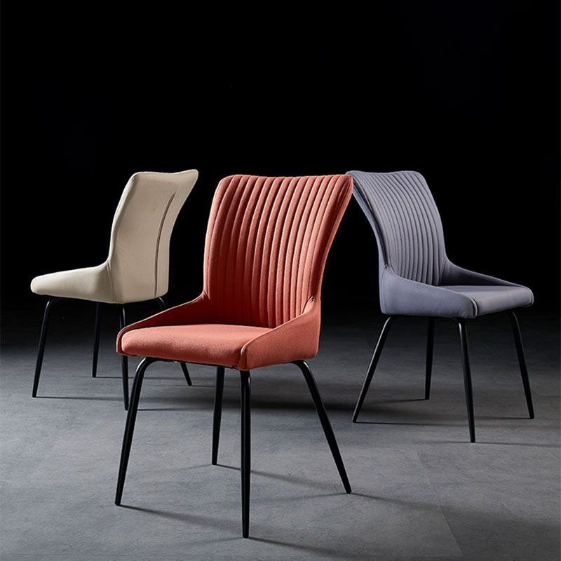 Industrial Arm Solid Back Dining Side Chair Fabric Dining Side Chair