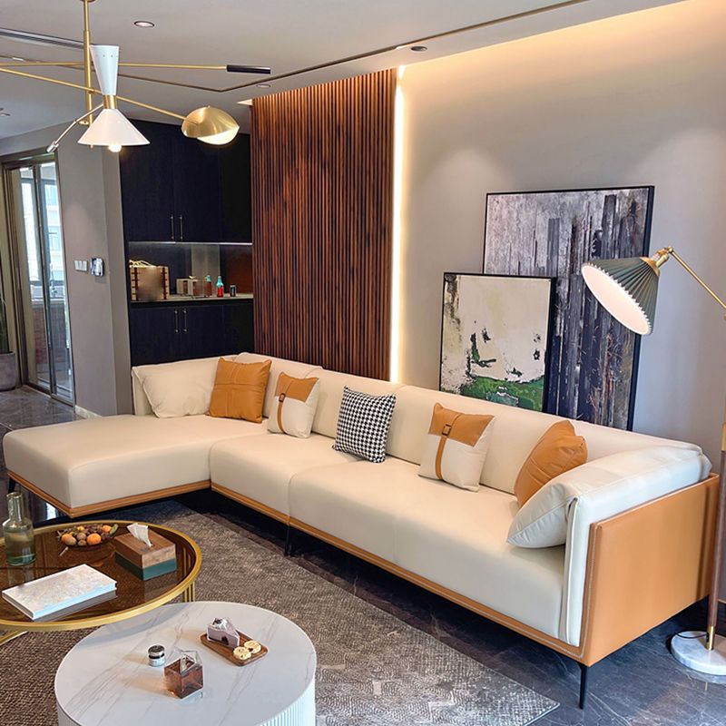 Modern Faux Leather Pillow Top Arm Sofa/Sectional Pillowed Back Cushions for Living Room