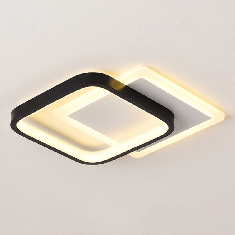 Geometric Aisle Ceiling Flush Mount Light Acrylic LED Simplicity Ceiling Mounted Light in Black-White