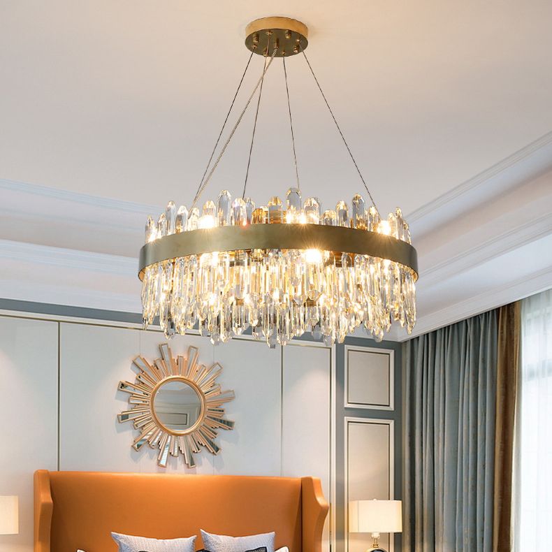 Modern Style Chandelier Lighting Gold Crystal Pendant Light for Living Room