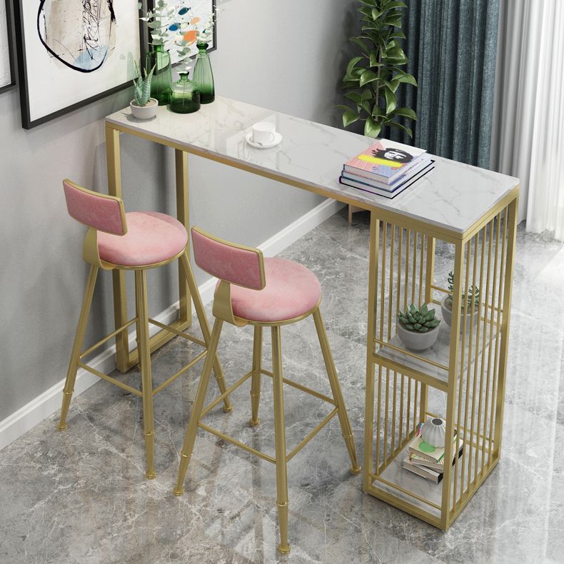 1/3/5 Pieces Luxury Bar Table Set Rectangle Sintered Stone Bar Set with Storage Shelves