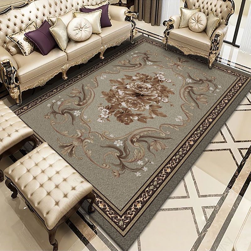 Minimalist Carpet Medallion Printed Antique Carpet Polyester Area Rug with Non-Slip Backing