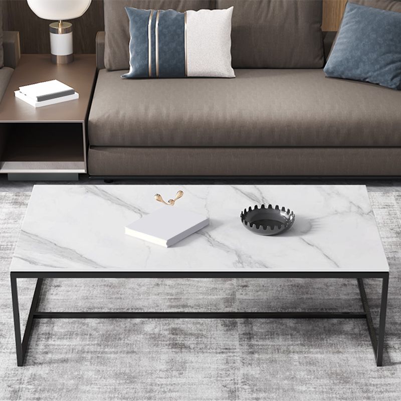 Trestle Base Design Cocktail Table Black Gold/white Coffee Table