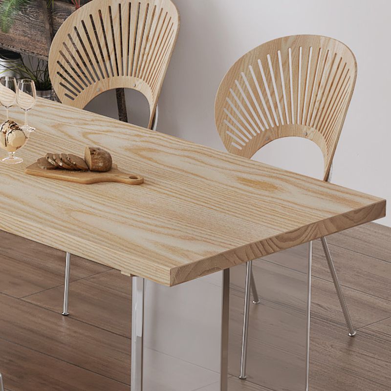 Industrial 1/2/5 Pieces Furniture Solid Wood Rectangle Dining Chairs Set in Natural