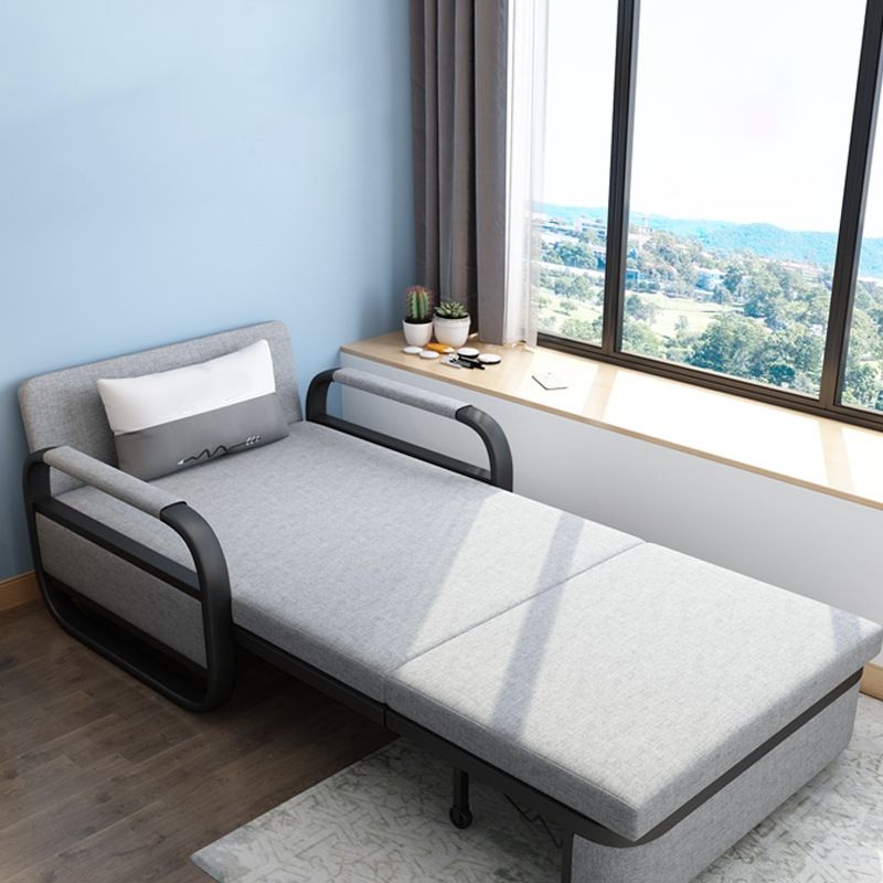 Linen Square Arm Sofa Bed 35.43" Wide Contemporary Convertible Sofa