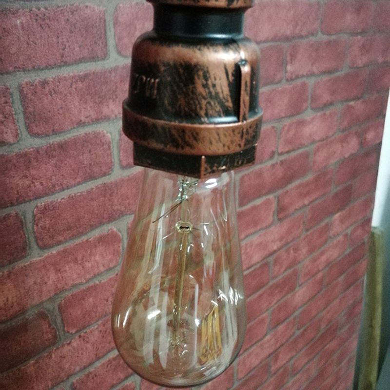 1-Light Faucet Shaped Pipe Wall Lamp Industrial Metal Wall Lighting Fixture for Foyer