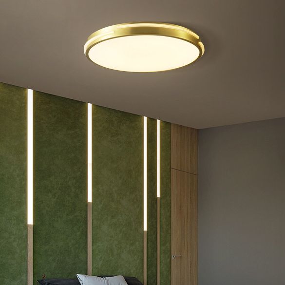 Drum Shape Metalen Plafond Verlichting Moderne Minimalistische Stijl LED Woonkamer Flush Lamp in Goud