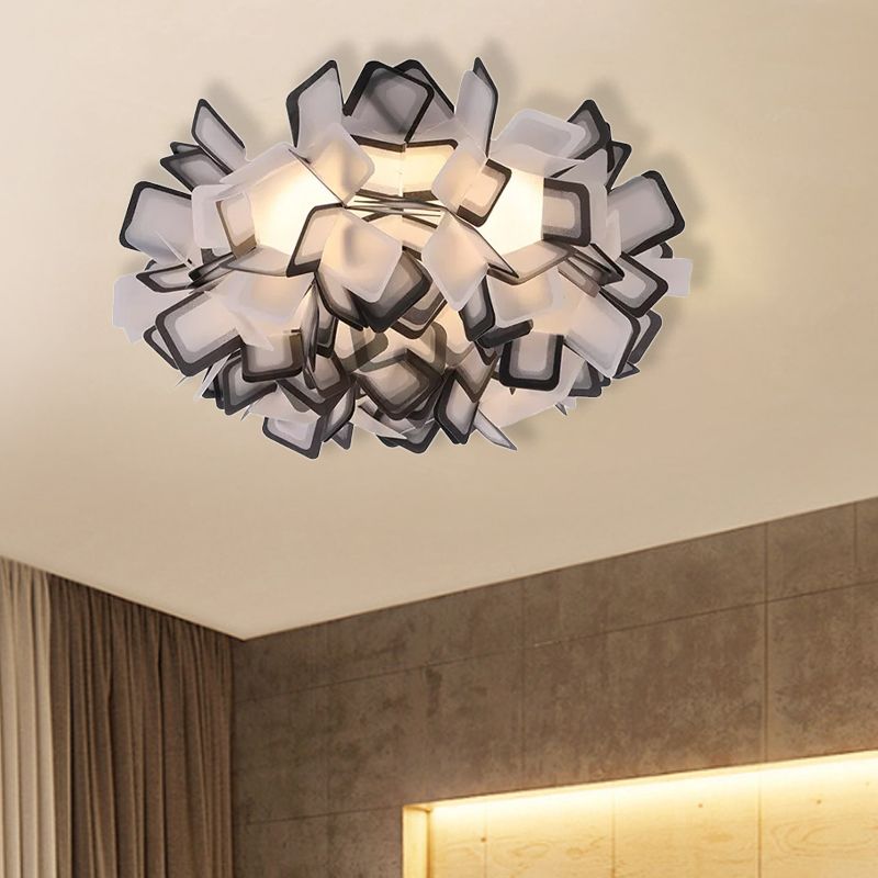 Plafonnier sinueux Art déco avec abat-jour en acrylique, éclairage encastré pour chambre à coucher