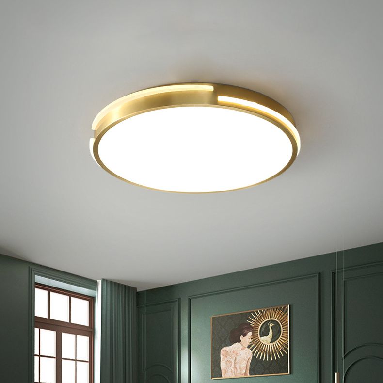 Modern Minimalist Metal Flush Mount Ceiling Lamp Gold Round Shape LED Flush Mount Lighting for Bedroom