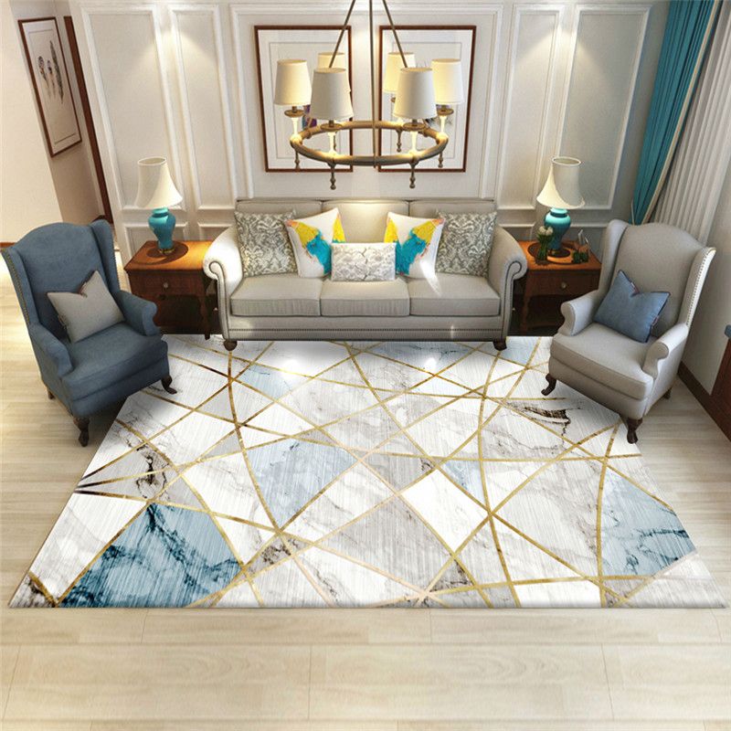 Modern Geometric Indoor Rug Leisure Patchwork Area Rug Polyester Carpet for Living Room