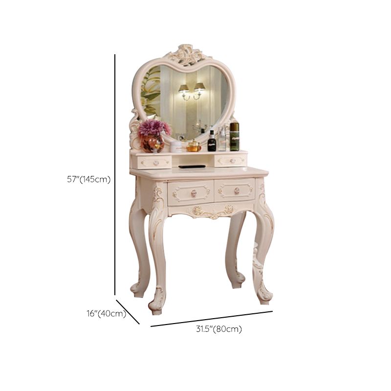 Victorian Bedroom With Drawer Mirror Solid Wood Makeup Vanity Set