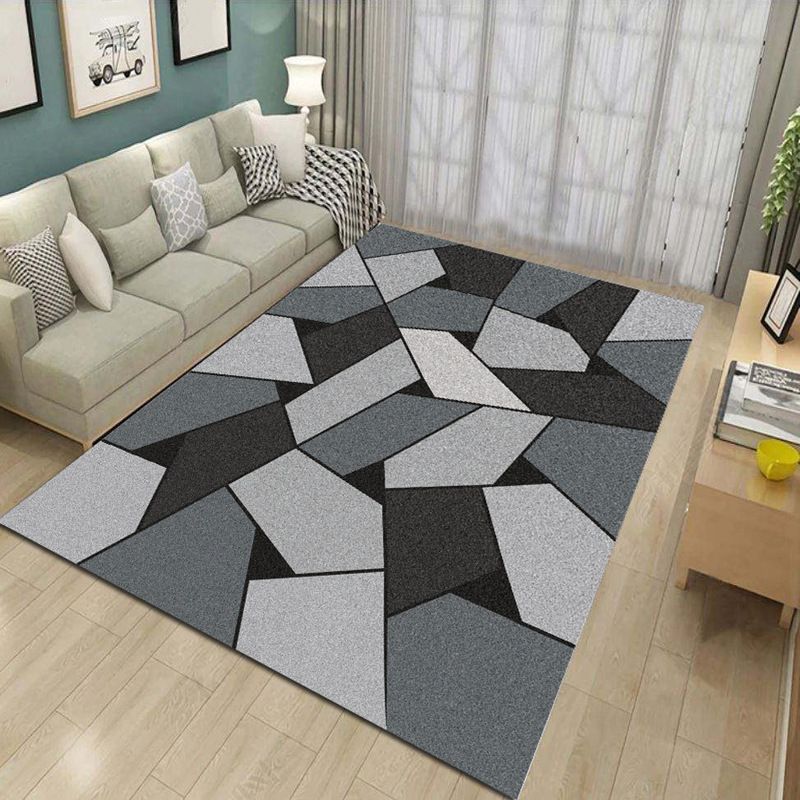 Grijs zwart grafisch tapijten polyester modern tapijt vlekbestendig vloerkleed voor woningdecoratie