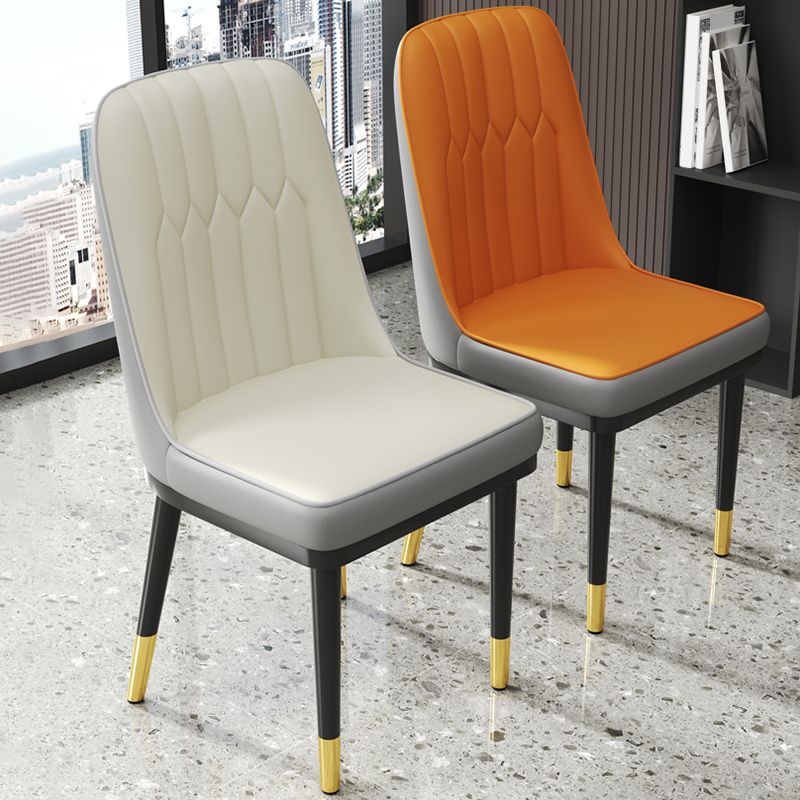 Modern Armless Backrest Cushion Chair with Metal Legs for Living Room