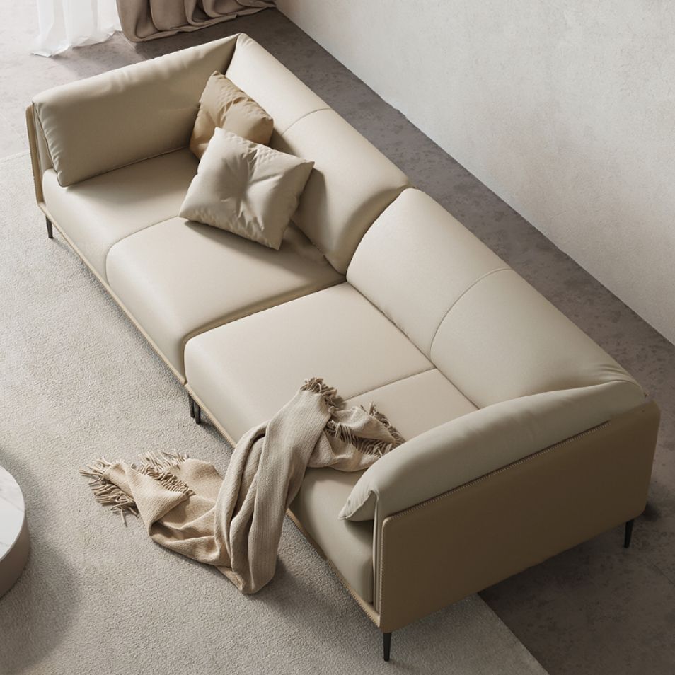 Scandinavian Settee White Living Room Pillow Top Arm Cushions Standard Sofa