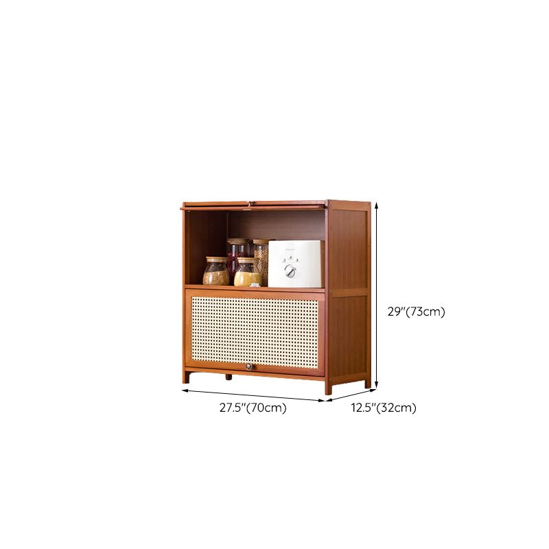 Contemporary Simple Rectangular Bamboo Cabinet with Doors in Brone
