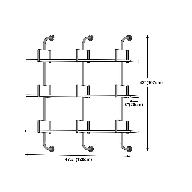 Wooden Wall Mounted Bookshelf Industrial Floating Storage Bookcase