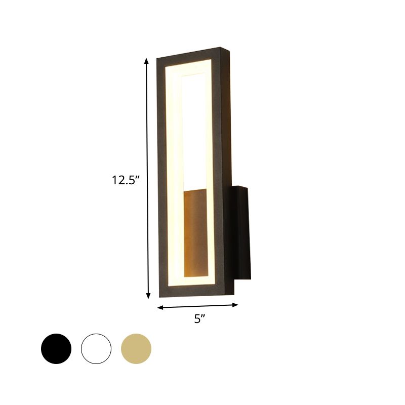 BLANCO/NEGRO/RECTANGO DE GOLD Lámpara aplastante Minimalista LED metálico Montón de montaje Luz de luz en luz blanca/cálida