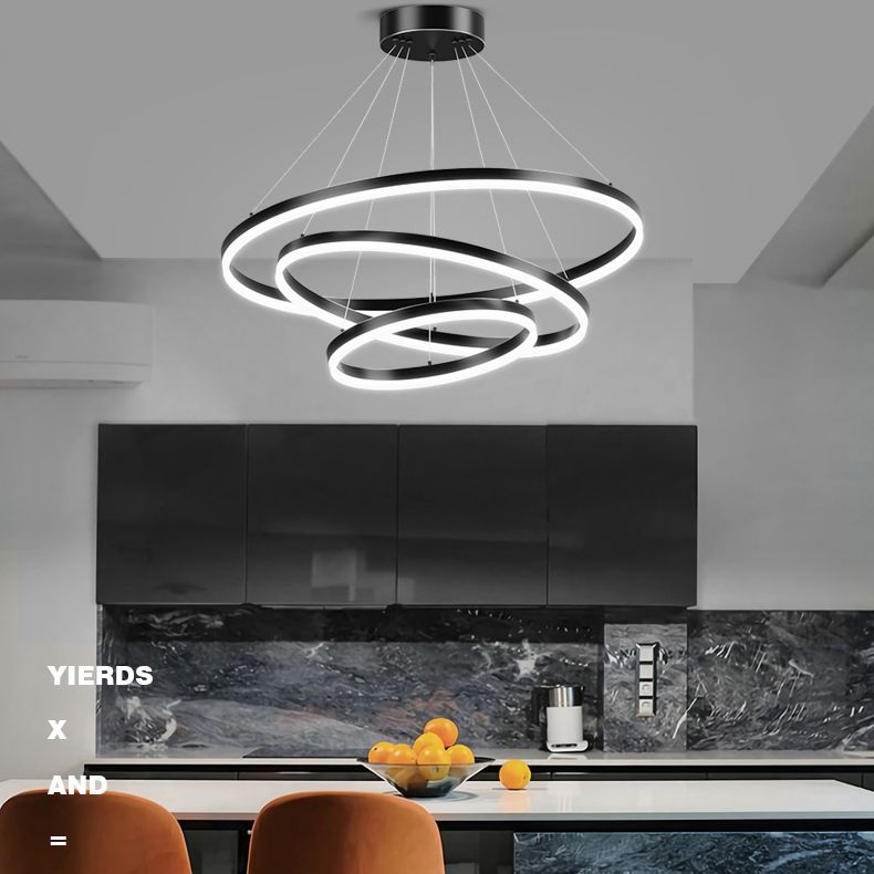 Modern Style Circles Pendant Light Fixtures Metal Multi Lights Suspension Pendant