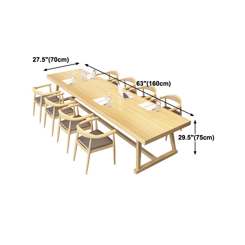 Rectangle Trestle Dinner Table Solid Wood Dining Room Collection for Home