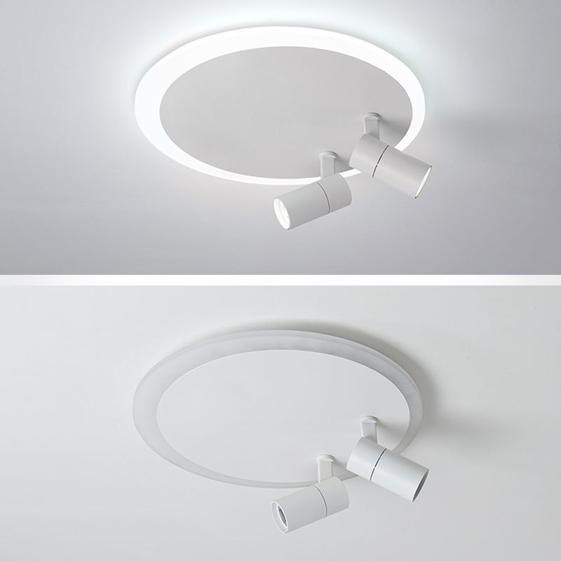 Plafonnier en fer moderne encastré rond avec 2 spots