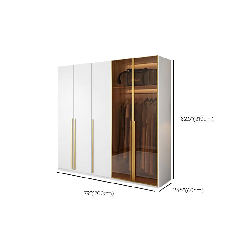 Modern Freestanding Wardrobe Wood Frame Wardrobe with Tempered Glass Doors