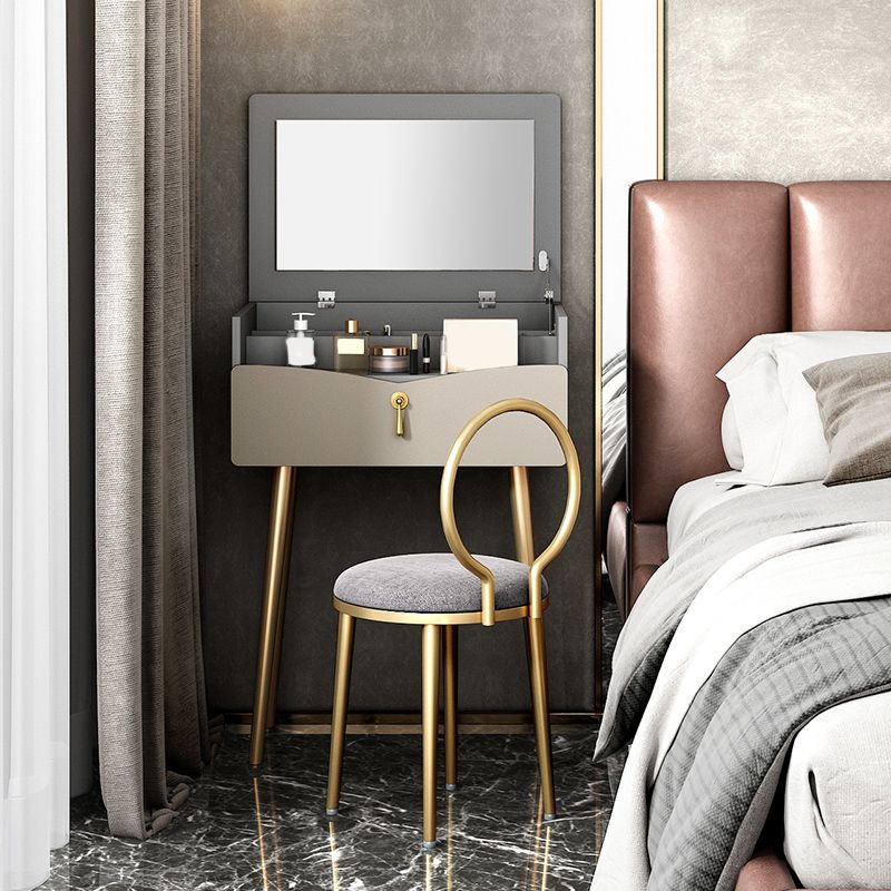 32.2" Height Grey/ White Flip-top Vanity Set with Drawer and Mirror