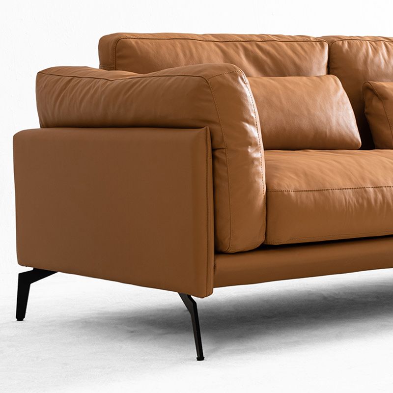 31"H Scandinavian Sectional Sofa Leather Sectional with Bostol Pillows