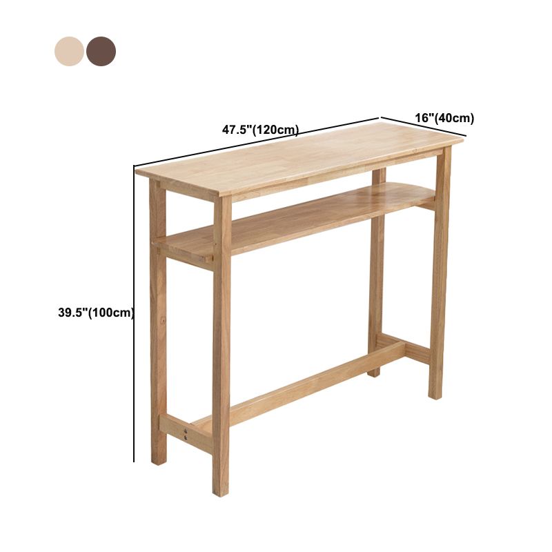 Contemporary Solid Wood Bar Table 47.2"L Trestle Base Bar Desk for Indoor