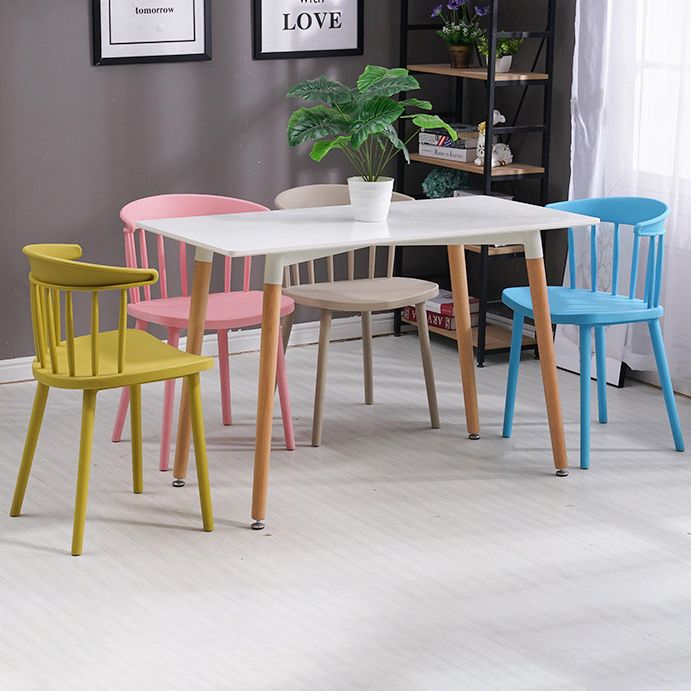 Contemporary Style Dining Chair Armless Chairs with Plastic Legs for Home