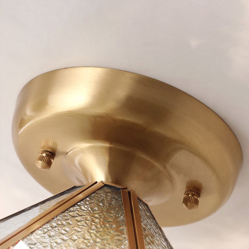 Lámpara de montaje en techo de vidrio, lámpara montada en techo de pasillo festoneado dorado minimalista