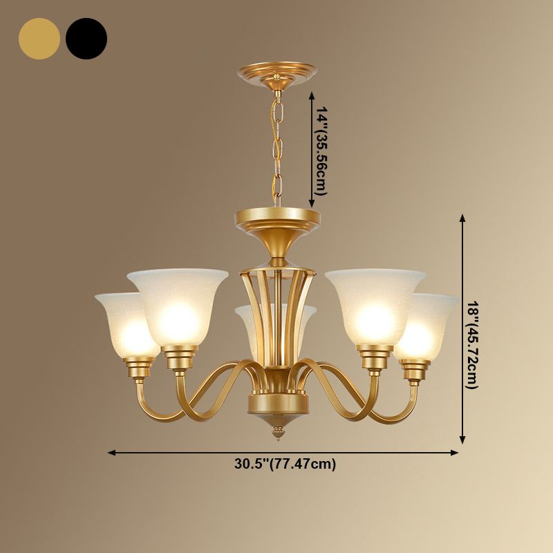 Glass American Chandelier Bell Shape Multi Light Hanging Light for Restaurant