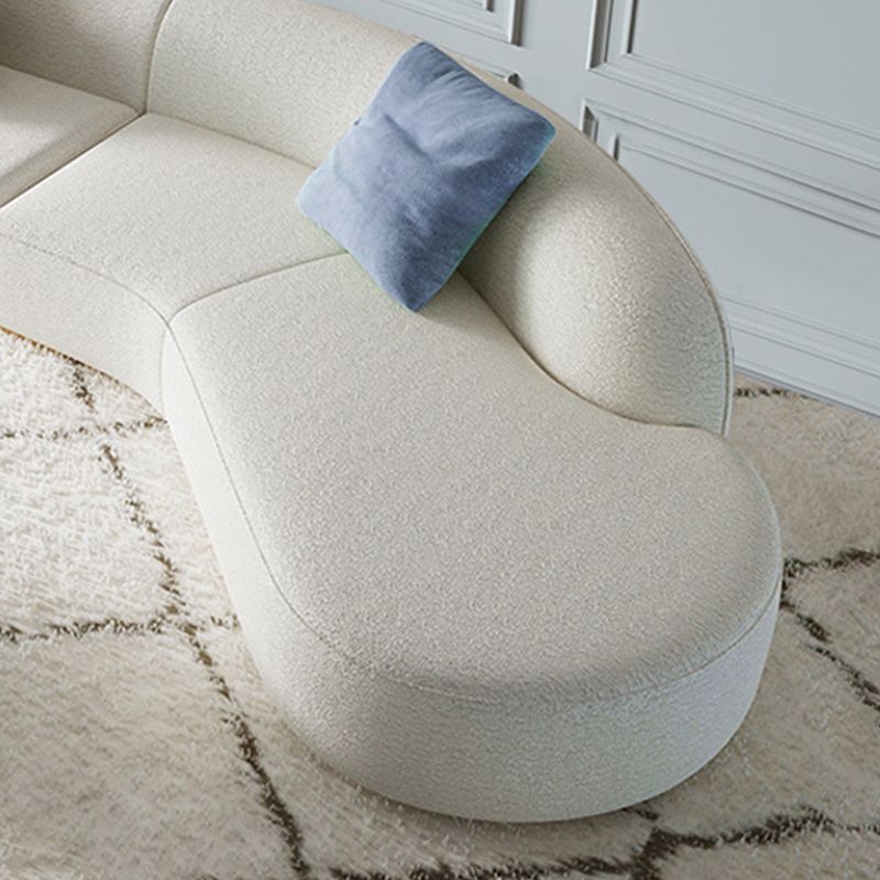 Scandinavian Curved Sectional Sofa Sloped Arm Sofa & Chaise with 3 Pillows