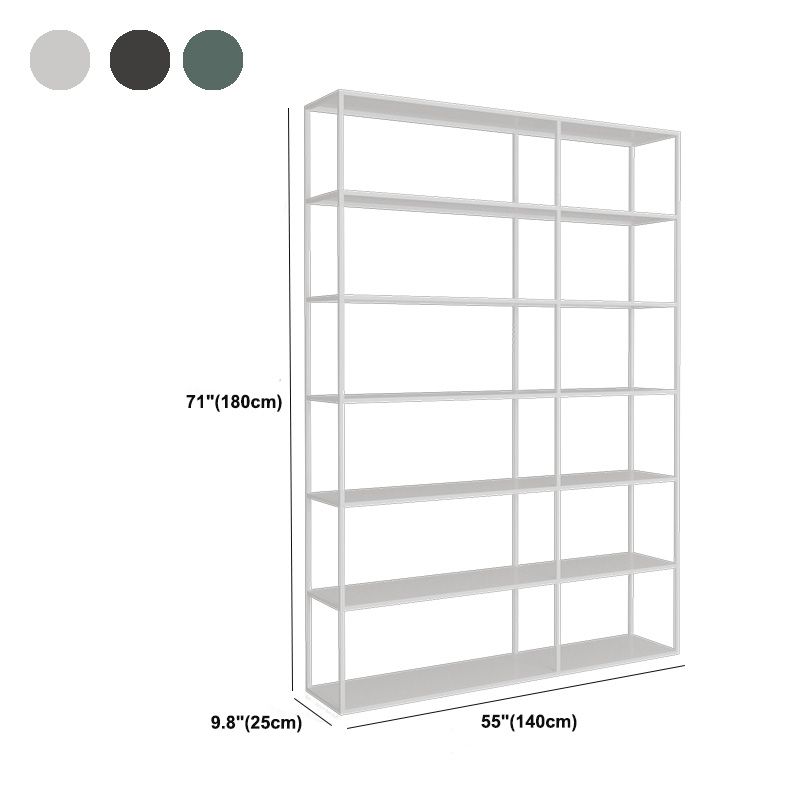 Modern Open Storage Bookcase 9.8" W Iron Frame Bookshelf with Shelves